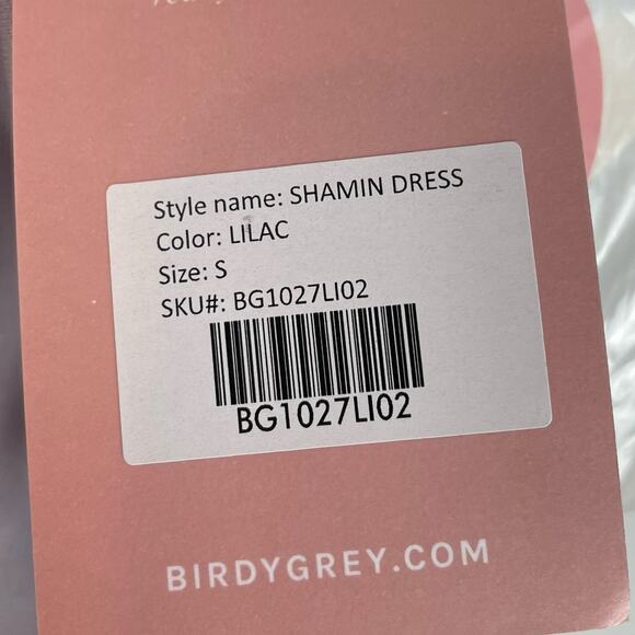 Birdy Grey V Neck Crepe Bridesmaid Dress with Slit in Lilac NWT Size Small - Picture 6 of 6